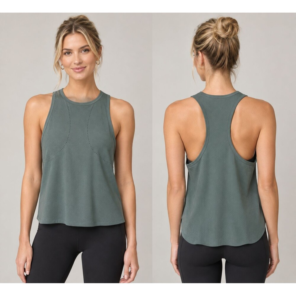 Lululemon Find Your Pace Tank Top Gray Laser Cut Womens 34" Med Chest Sporty